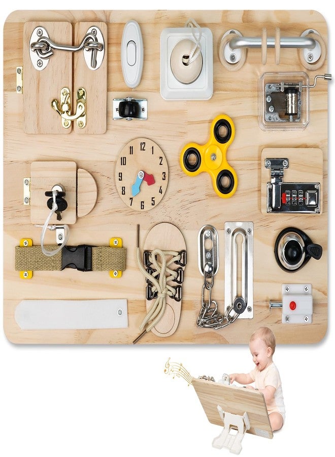 Azoravio Busy Board for Toddlers 1 2 3 4 Year Old - Large Montessori Sensory Toys, Wooden Fidget Activity Board for Boys and Girls, Motor Skills Gifts for ADHD & Autistic Children Kids - Image 1